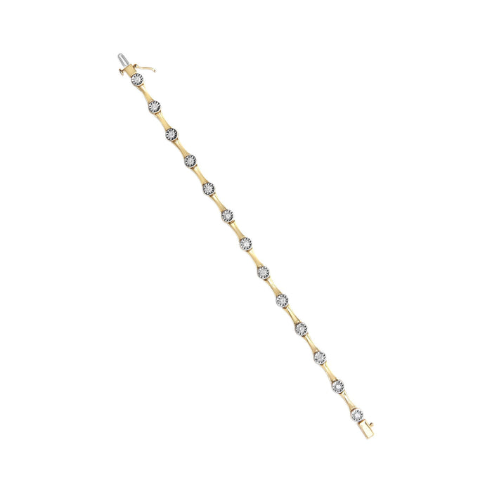 Pulsera de eslabones de estaciones Miracle-Set con diamantes de 1 ct. p.t. en plata de ley bañada en oro amarillo de 10K, foto 5