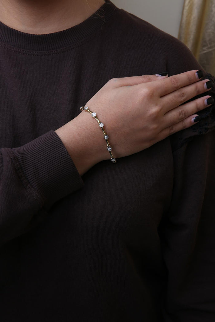 Pulsera de eslabones de estaciones Miracle-Set con diamantes de 1 ct. p.t. en plata de ley bañada en oro amarillo de 10K, foto 3