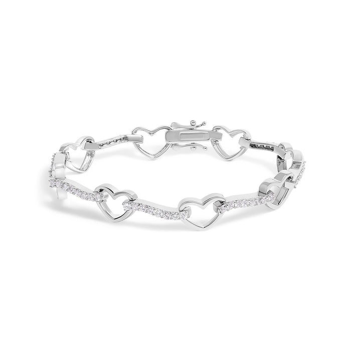 2 Ct. T.W. Diamond Heart Link Bracelet in 10K White Gold, photo 1