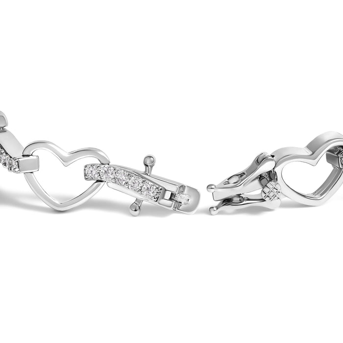 2 Ct. T.W. Diamond Heart Link Bracelet in 10K White Gold, photo 2