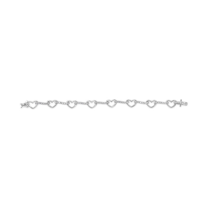 2 Ct. T.W. Diamond Heart Link Bracelet in 10K White Gold, photo 4