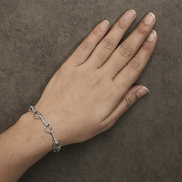 2 Ct. T.W. Diamond Heart Link Bracelet in 10K White Gold, photo 3