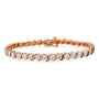 Pulsera tenis de eslabones en S con Miracle Plate redondo y diamantes de 1/10 ct. p.t. en plata de ley, foto 3