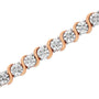 Pulsera tenis de eslabones en S con Miracle Plate redondo y diamantes de 1/10 ct. p.t. en plata de ley, foto 15