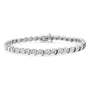 Pulsera tenis de eslabones en S con Miracle Plate redondo y diamantes de 1/10 ct. p.t. en plata de ley, foto 2