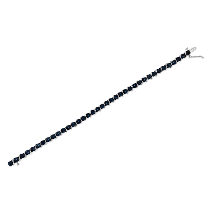 1/10 Ct. T.W. Miracle-Set Treated Blue Color Diamond Miracle Plate S Link Tennis Bracelet in Sterling Silver, photo 6