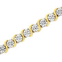 Pulsera tenis de eslabones en S con Miracle Plate redondo y diamantes de 1/10 ct. p.t. en plata de ley, foto 13