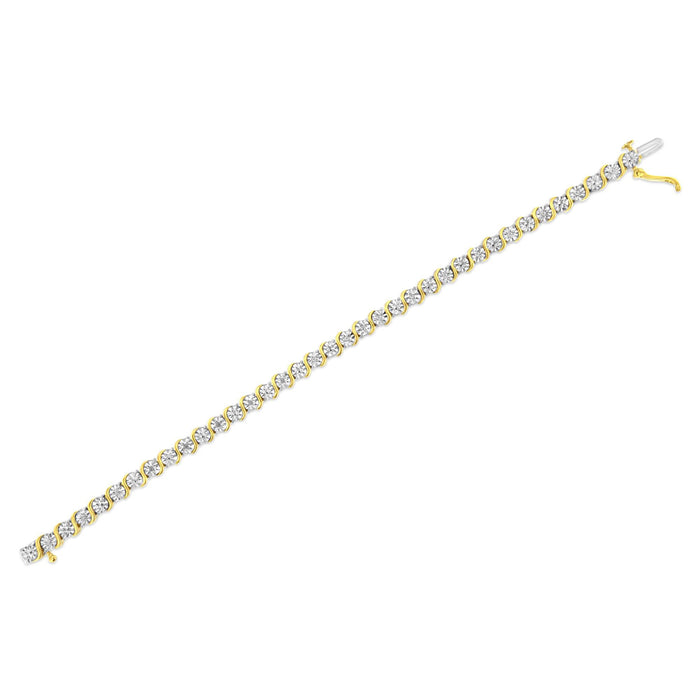 Pulsera tenis de eslabones en S con Miracle Plate redondo y diamantes de 1/10 ct. p.t. en plata de ley, foto 16