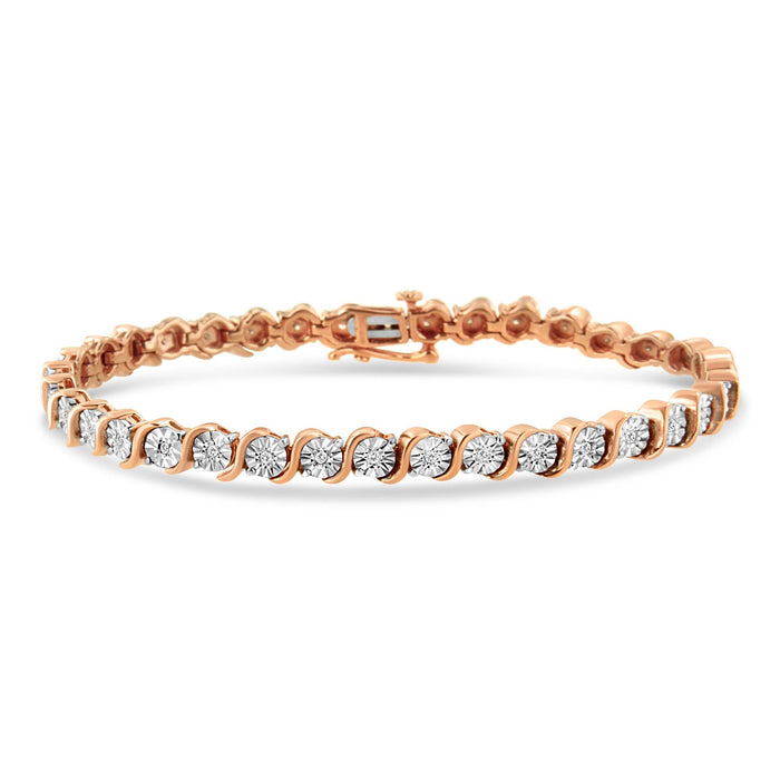 1/4 Ct. T.W. Diamond Round Miracle Plate and S Link Tennis Bracelet in Sterling Silver, photo 3