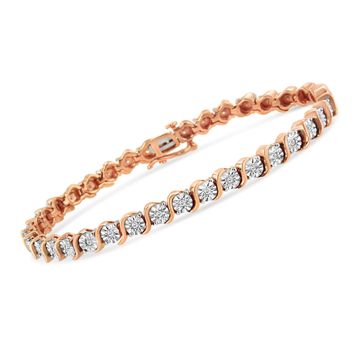 1/4 Ct. T.W. Diamond Round Miracle Plate and S Link Tennis Bracelet in Sterling Silver, photo 6