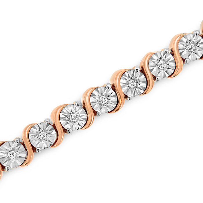 1/4 Ct. T.W. Diamond Round Miracle Plate and S Link Tennis Bracelet in Sterling Silver, photo 12