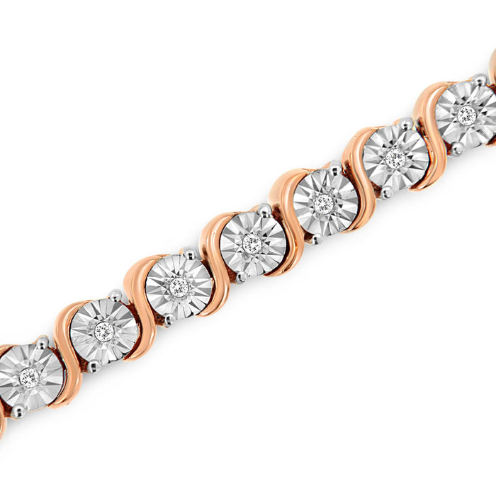 1/4 Ct. T.W. Diamond Round Miracle Plate and S Link Tennis Bracelet in Sterling Silver, photo 15