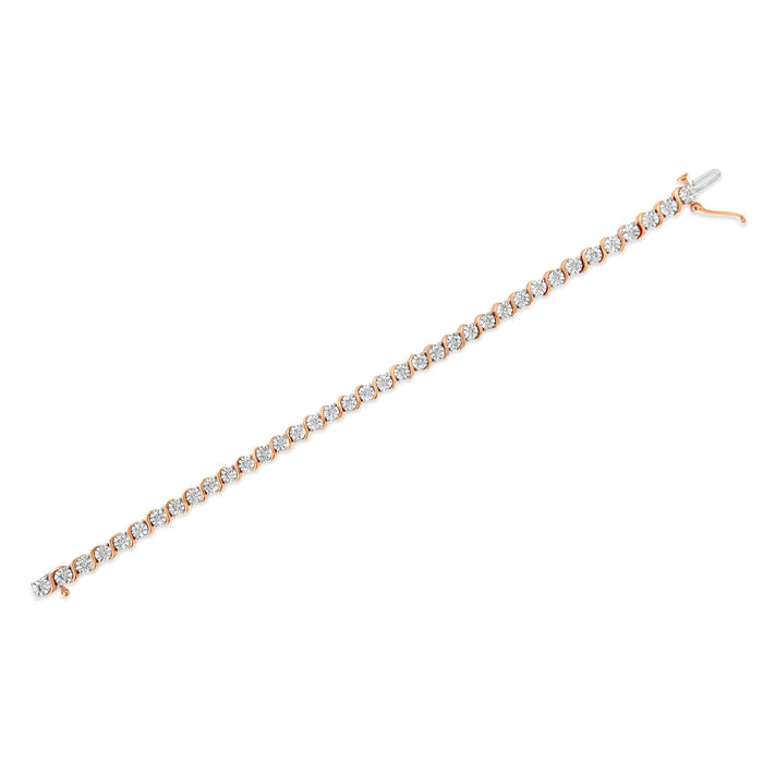 1/4 Ct. T.W. Diamond Round Miracle Plate and S Link Tennis Bracelet in Sterling Silver, photo 18