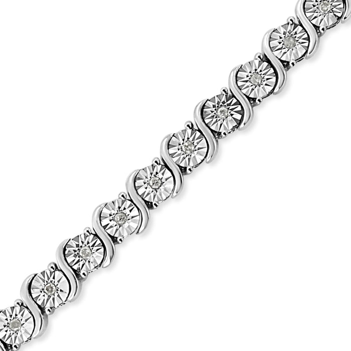 1/4 Ct. T.W. Diamond Round Miracle Plate and S Link Tennis Bracelet in Sterling Silver, photo 14