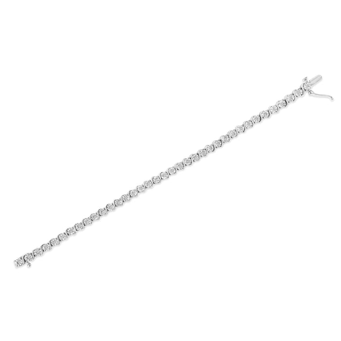 1/4 Ct. T.W. Diamond Round Miracle Plate and S Link Tennis Bracelet in Sterling Silver, photo 17