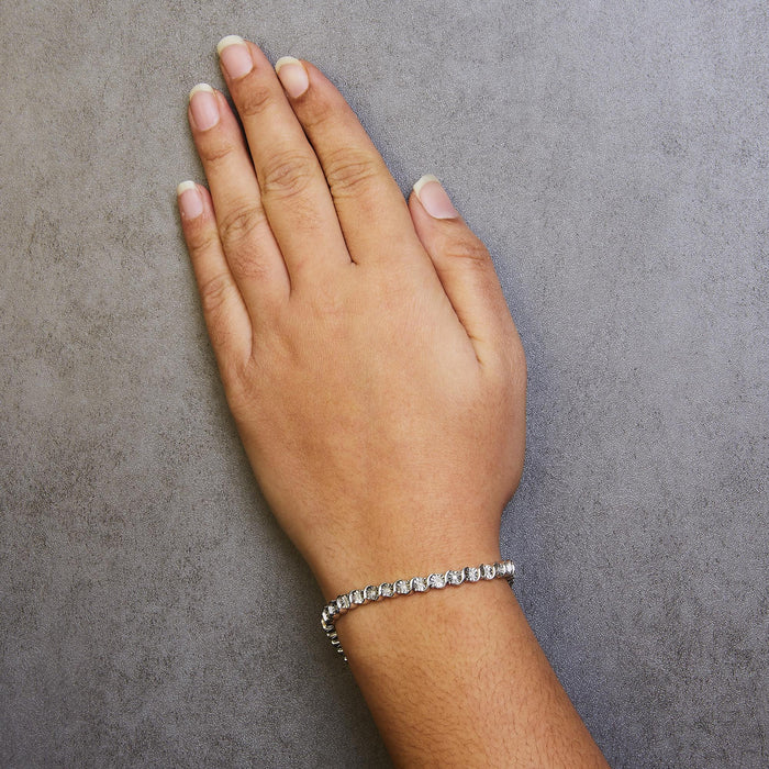 1/4 Ct. T.W. Diamond Round Miracle Plate and S Link Tennis Bracelet in Sterling Silver, photo 8
