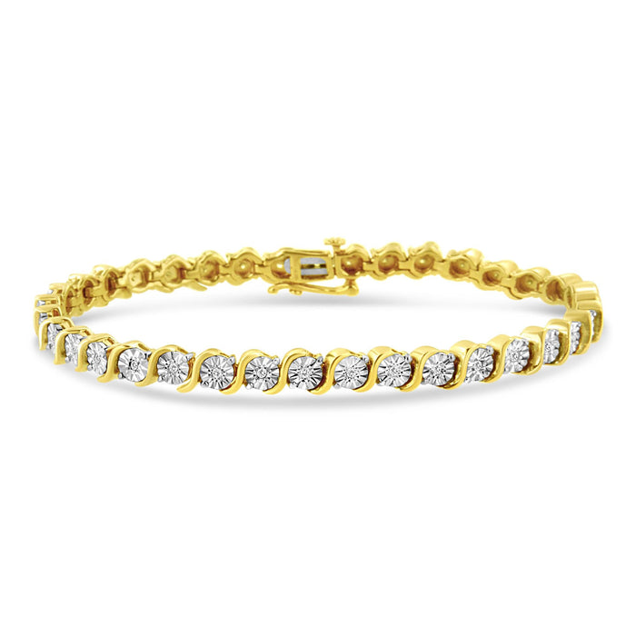 1/4 Ct. T.W. Diamond Round Miracle Plate and S Link Tennis Bracelet in Sterling Silver, photo 1