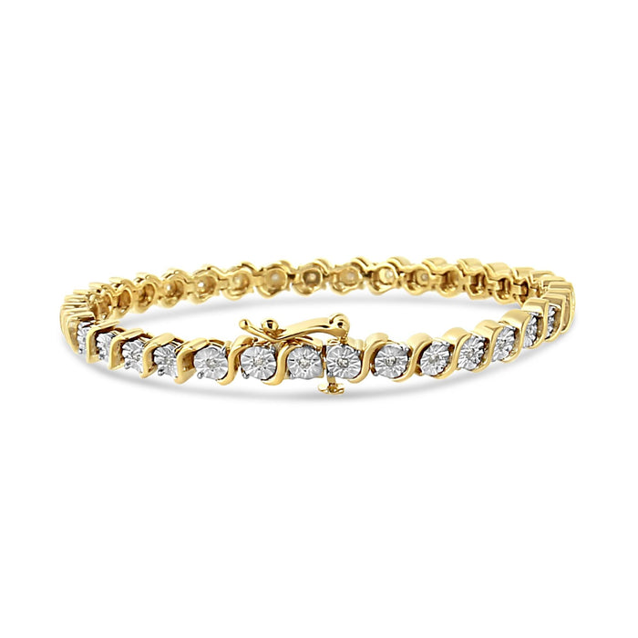 1/4 Ct. T.W. Diamond Round Miracle Plate and S Link Tennis Bracelet in Sterling Silver, photo 4
