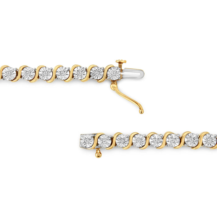 1/4 Ct. T.W. Diamond Round Miracle Plate and S Link Tennis Bracelet in Sterling Silver, photo 10