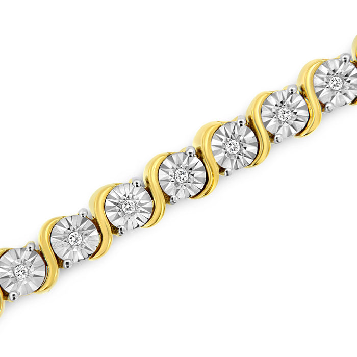 1/4 Ct. T.W. Diamond Round Miracle Plate and S Link Tennis Bracelet in Sterling Silver, photo 13