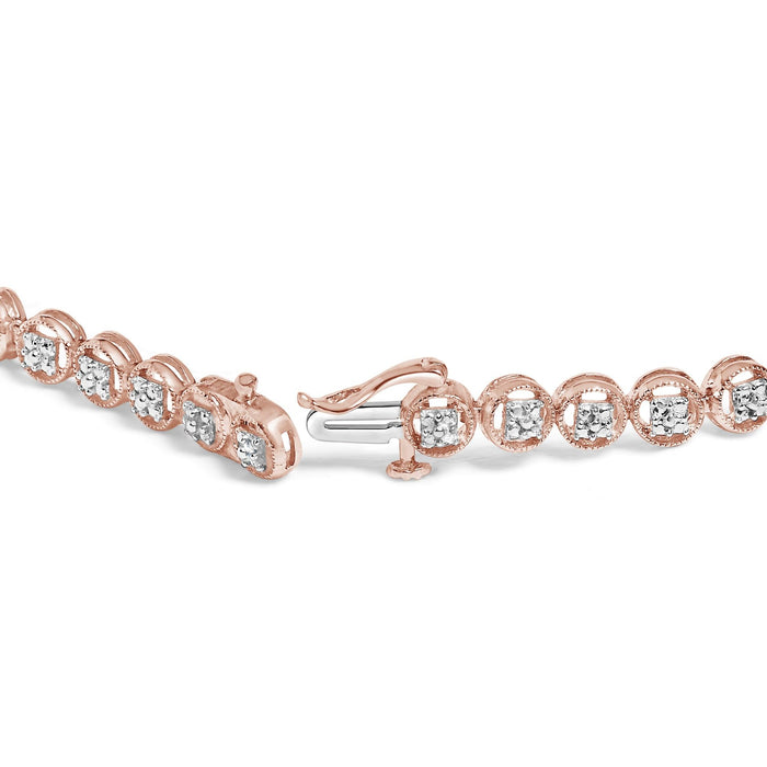 Pulsera tenis de eslabones de rueda de círculo calado con diamantes de 1/10 ct. p.t. en plata de ley, foto 6