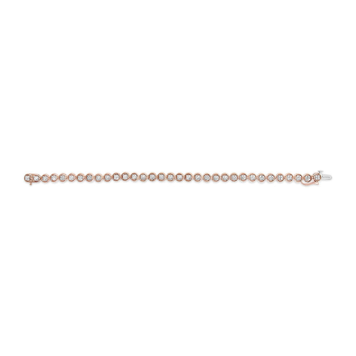 Pulsera tenis de eslabones de rueda de círculo calado con cuentas y diamantes de 1/10 ct. p.t. en plata de ley, foto 10