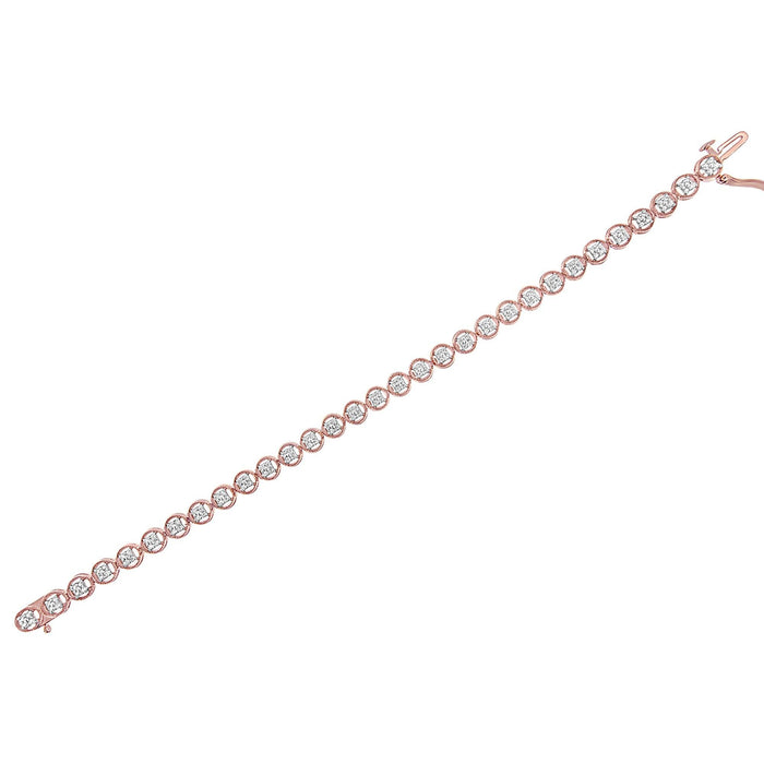Pulsera tenis de eslabones de rueda de círculo calado con cuentas y diamantes de 1/10 ct. p.t. en plata de ley, foto 13