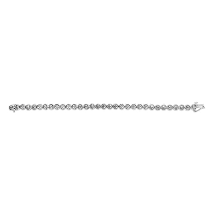 Pulsera tenis de eslabones de rueda de círculo calado con cuentas y diamantes de 1/10 ct. p.t. en plata de ley, foto 11