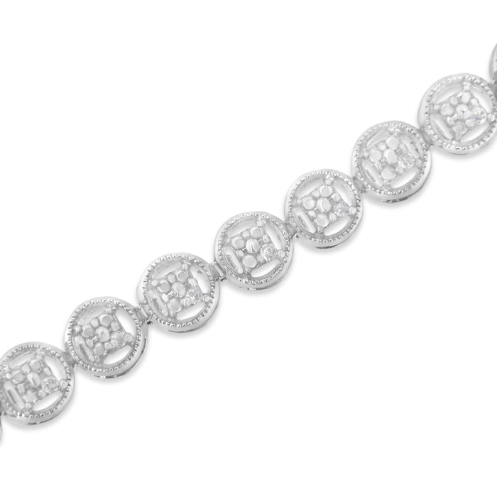 Pulsera tenis de eslabones de rueda de círculo calado con diamantes de 1/10 ct. p.t. en plata de ley, foto 13