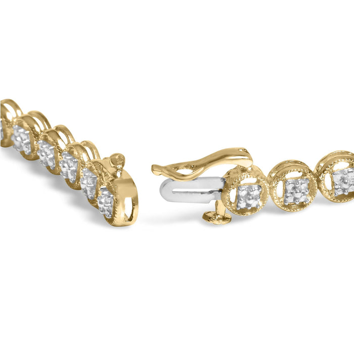 Pulsera tenis de eslabones de rueda de círculo calado con diamantes de 1/10 ct. p.t. en plata de ley, foto 5