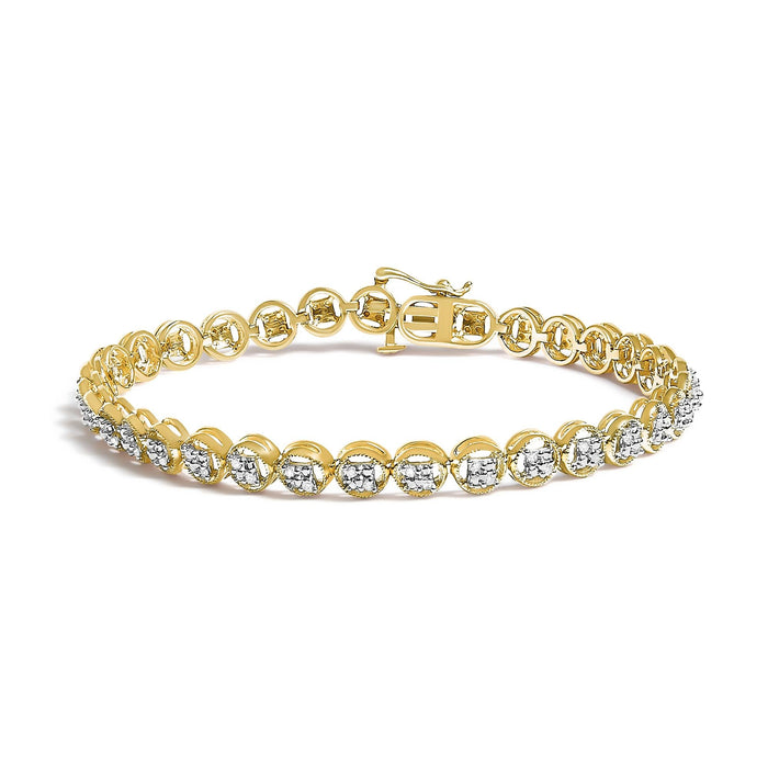 1/4 Ct. T.W. Diamond Open Circle Wheel Link Tennis Bracelet in Sterling Silver, photo 2