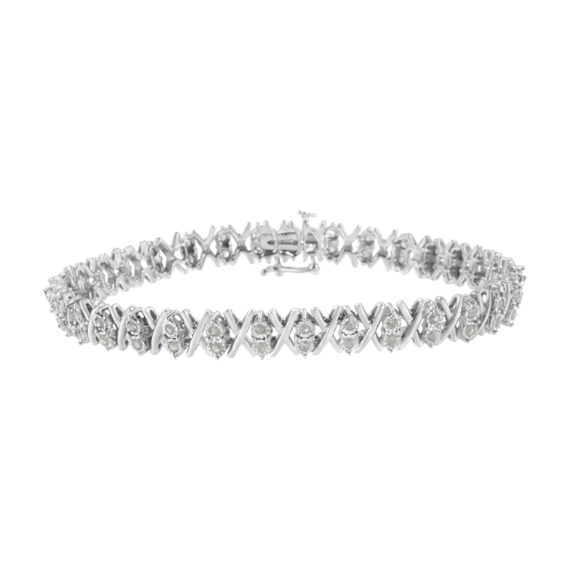 1 Ct. T.W. Diamond Miracle-Set X-Link Tennis Bracelet in Sterling Silver, photo 1