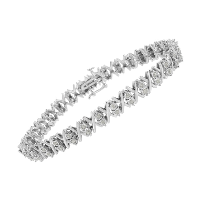 1 Ct. T.W. Diamond Miracle-Set X-Link Tennis Bracelet in Sterling Silver, photo 4