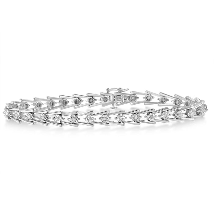 0.5 Ct. T.W. Diamond Wave-Style Link Bracelet in Sterling Silver, photo 1