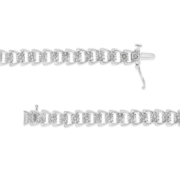 Pulsera tenis Miracle-Set estilo onda de doble curva con diamantes de 1/2 ct. p.t. en plata de ley, foto 10