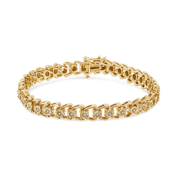 Pulsera tenis Miracle-Set estilo onda de doble curva con diamantes de 1/2 ct. p.t. en plata de ley, foto 1