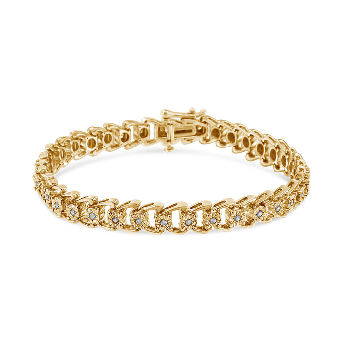 Pulsera tenis Miracle-Set estilo onda de doble curva con diamantes de 1/2 ct. p.t. en plata de ley, foto 1