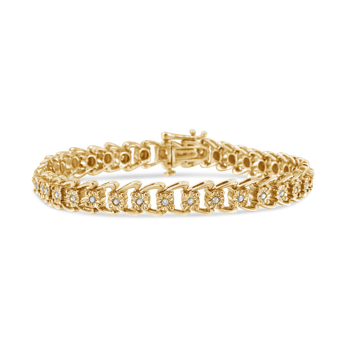 Pulsera tenis Miracle-Set estilo onda de doble curva con diamantes de 1/2 ct. p.t. en plata de ley, foto 3