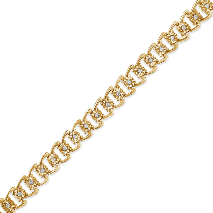 Pulsera tenis Miracle-Set estilo onda de doble curva con diamantes de 1/2 ct. p.t. en plata de ley, foto 7