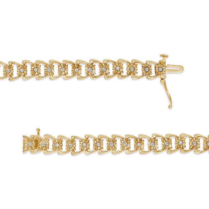 Pulsera tenis Miracle-Set estilo onda de doble curva con diamantes de 1/2 ct. p.t. en plata de ley, foto 9