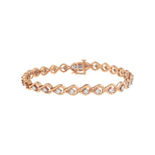 Pulsera de eslabones Miracle-Set en forma de lágrima con diamantes de 1/4 ct. p.t. en plata de ley, foto 1