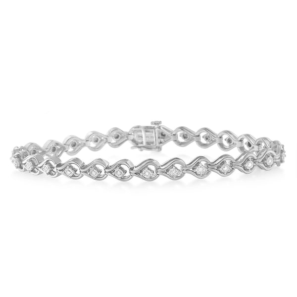 Pulsera de eslabones Miracle-Set en forma de lágrima con diamantes de 1/4 ct. p.t. en plata de ley, foto 2