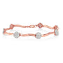 Pulsera de eslabones florales con diamantes de 1 ct. p.t. en oro rosa de 10K sobre plata, foto 1