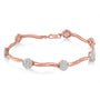 Pulsera de eslabones florales con diamantes de 1 ct. p.t. en oro rosa de 10K sobre plata, foto 2