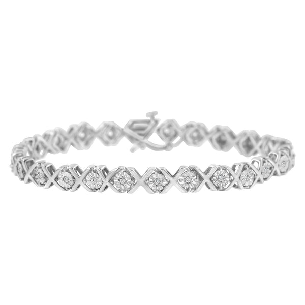 1/4 Ct. T.W. Miracle-Set Diamond X Link Bracelet in Sterling Silver, photo 1