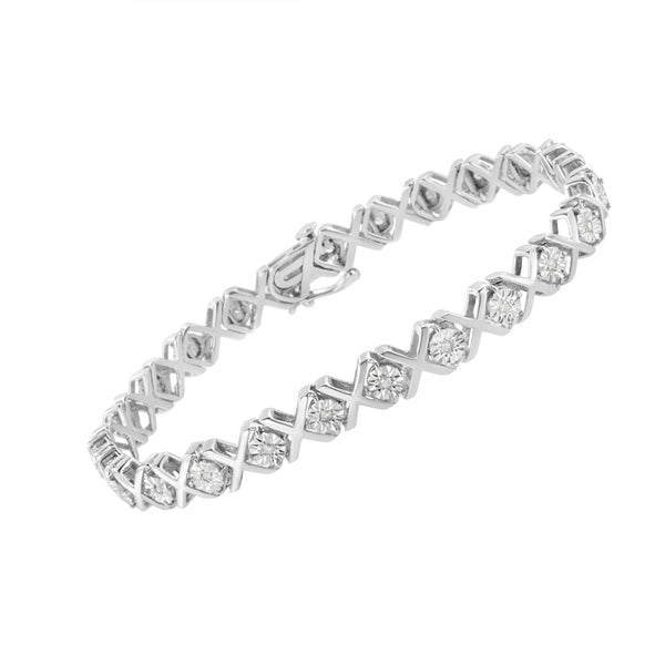 1/4 Ct. T.W. Miracle-Set Diamond X Link Bracelet in Sterling Silver, photo 2