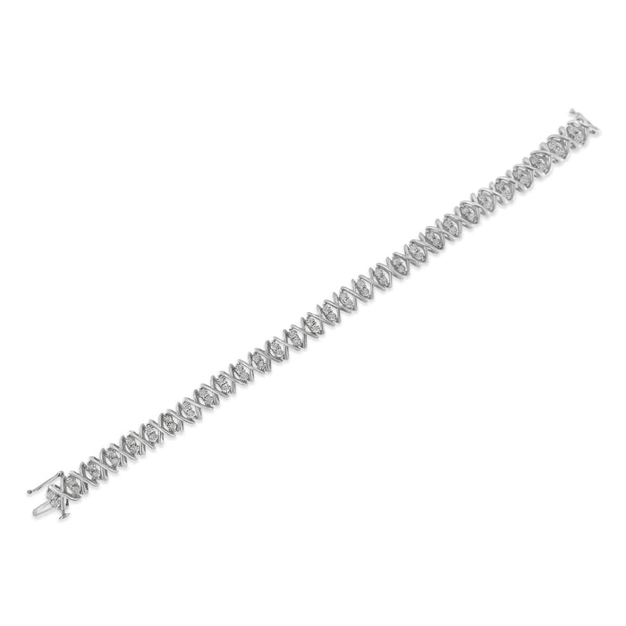 Pulsera de eslabones X con diamantes talla rosa de 1 ct. p.t. en plata de ley, color I-J, claridad I2-I3, foto 5