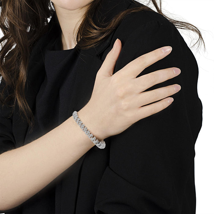 Pulsera de eslabones X con diamantes talla rosa de 1 ct. p.t. en plata de ley, color I-J, claridad I2-I3, foto 3