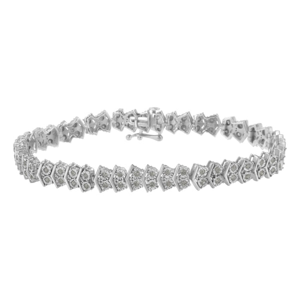1 Ct. T.W. Diamond Arrow Shape Tennis Link Bracelet in Sterling Silver, photo 1