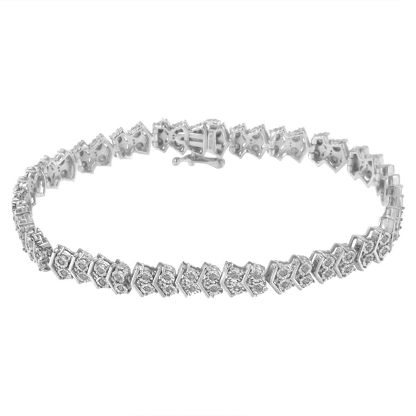 1 Ct. T.W. Diamond Arrow Shape Tennis Link Bracelet in Sterling Silver, photo 2